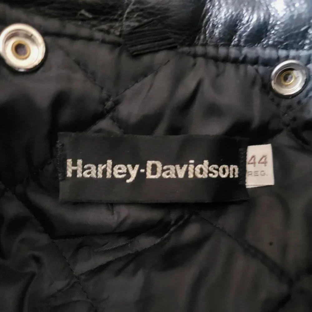 Vintage 1970s Harley Davidson Leather Motorcycle Jacket Men 44 Wool Lining Black - Picture 14 of 16